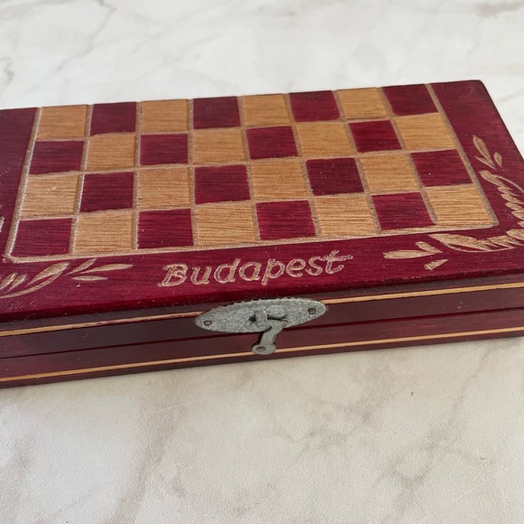 EUC Travel-sized Wooden Chess Set From Budapest Includes all pieces - Picture 2 of 8